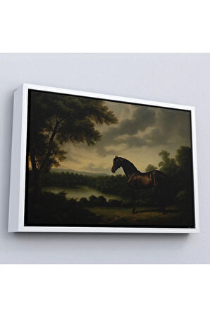 Ahşap Çerçeveli Kahverengi İngiliz Atı Tablosu-7022