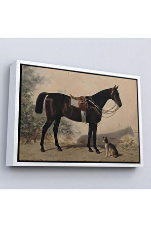 Ahşap Çerçeveli Emil Volkers'In Ahırdaki At Tablosu-7027