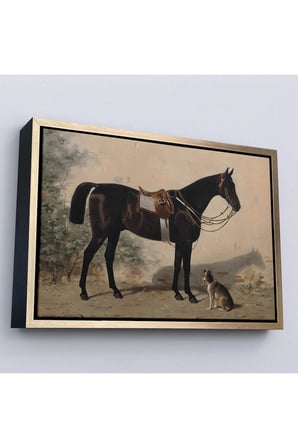 Ahşap Çerçeveli Emil Volkers'In Ahırdaki At Tablosu-7027