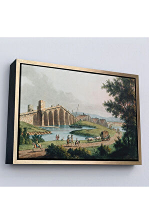 Ahşap Çerçeveli Luigi Mayer - Kanuni Sultan Süleyman Köprüsü Tablosu-7035