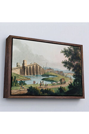 Ahşap Çerçeveli Luigi Mayer - Kanuni Sultan Süleyman Köprüsü Tablosu-7035