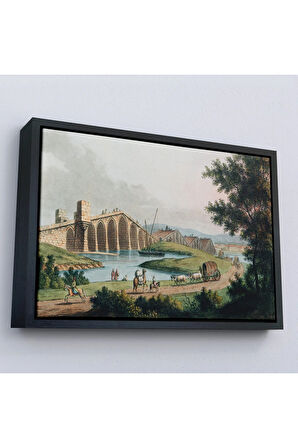 Ahşap Çerçeveli Luigi Mayer - Kanuni Sultan Süleyman Köprüsü Tablosu-7035