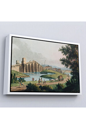 Ahşap Çerçeveli Luigi Mayer - Kanuni Sultan Süleyman Köprüsü Tablosu-7035