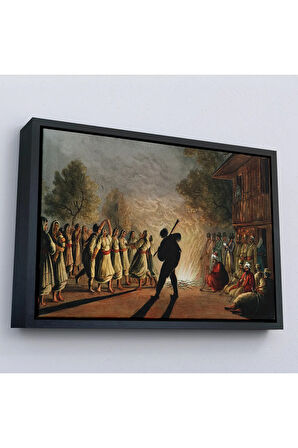 Ahşap Çerçeveli Luigi Mayer'In Bulgar Köylülerinin Dansı Tablosu-7036