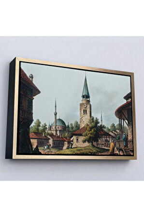 Ahşap Çerçeveli Luigi Mayer - Osmanlı Dönemi Bulgaristan Razgrad Kaskerat Tablosu-7038