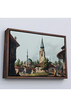 Ahşap Çerçeveli Luigi Mayer - Osmanlı Dönemi Bulgaristan Razgrad Kaskerat Tablosu-7038