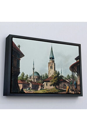 Ahşap Çerçeveli Luigi Mayer - Osmanlı Dönemi Bulgaristan Razgrad Kaskerat Tablosu-7038