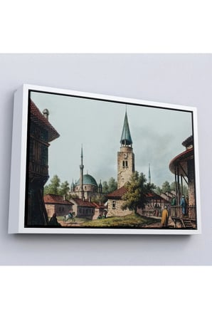 Ahşap Çerçeveli Luigi Mayer - Osmanlı Dönemi Bulgaristan Razgrad Kaskerat Tablosu-7038
