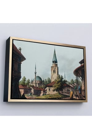 Ahşap Çerçeveli Luigi Mayer - Osmanlı Dönemi Bulgaristan Razgrad Kaskerat Tablosu-7038