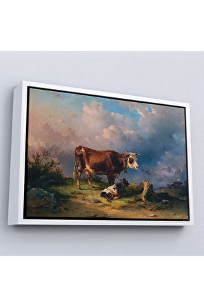 Ahşap Çerçeveli Alp Dağlarında İnek Ve Danası Tablo-7044