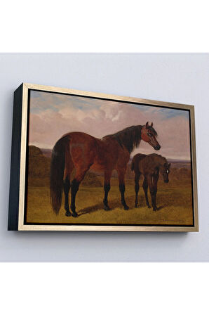 Ahşap Çerçeveli Kısrak Ve Tay Tablosu-7047