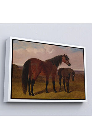 Ahşap Çerçeveli Kısrak Ve Tay Tablosu-7047