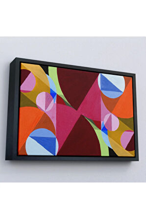 Ahşap Çerçeveli Dik Açılarla Kesilen Soyut Tablo-7052