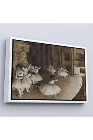 Ahşap Çerçeveli Edgar Degas - Sahnede Bale Prova Tablosu-7053