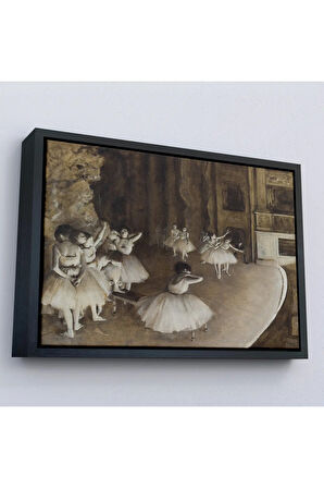 Ahşap Çerçeveli Edgar Degas - Sahnede Bale Prova Tablosu-7053
