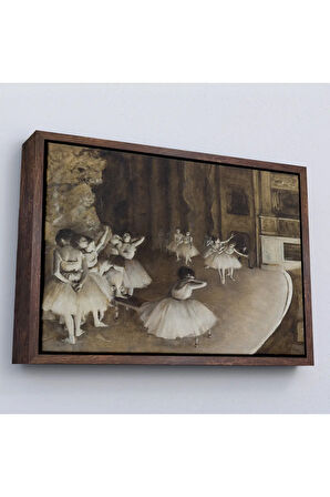Ahşap Çerçeveli Edgar Degas - Sahnede Bale Prova Tablosu-7053