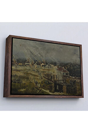 Ahşap Çerçeveli Henri Rousseau - Champigny Savaşı Tablosu-7054