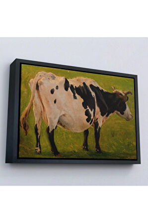 Ahşap Çerçeveli Carlo Dalgas - Siyah Beyaz Holstein İneği Tablosu-7058