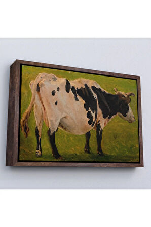 Ahşap Çerçeveli Carlo Dalgas - Siyah Beyaz Holstein İneği Tablosu-7058