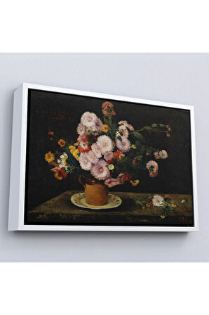 Ahşap Çerçeveli Aster Buketi, 1859, Gustave Courbet Tablo-7059