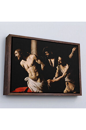 Ahşap Çerçeveli Caravaggio - Sütündaki İsa Tablo - Christ At The Column-7062