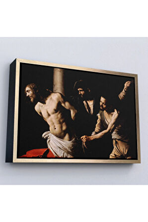 Ahşap Çerçeveli Caravaggio - Sütündaki İsa Tablo - Christ At The Column-7062
