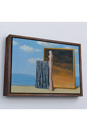 Ahşap Çerçeveli René Magritte - Deniz Kıyısında Kompozisyon Tablosu-7063