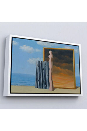Ahşap Çerçeveli René Magritte - Deniz Kıyısında Kompozisyon Tablosu-7063