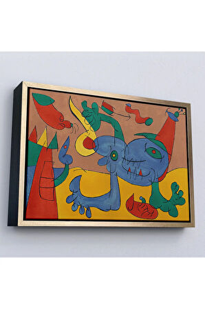 Ahşap Çerçeveli Joan Miro Soyut Sanat Tablosu-7068