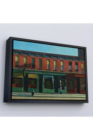 Ahşap Çerçeveli Edward Hopper - Pazar Sabahının Erken Saatleri Tablosu - Early Sunday Morning-7069