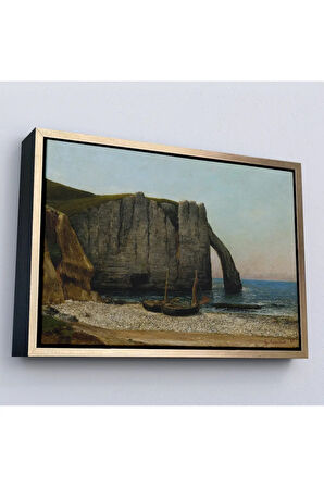 Ahşap Çerçeveli Gustave Courbet - Etretat Kayalıkları Tablosu-7073