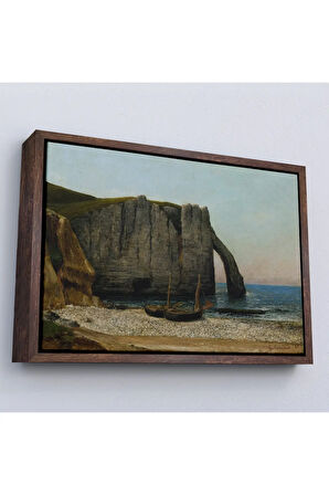 Ahşap Çerçeveli Gustave Courbet - Etretat Kayalıkları Tablosu-7073