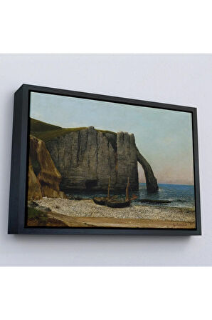Ahşap Çerçeveli Gustave Courbet - Etretat Kayalıkları Tablosu-7073