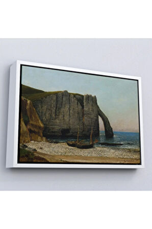 Ahşap Çerçeveli Gustave Courbet - Etretat Kayalıkları Tablosu-7073