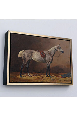 Ahşap Çerçeveli Emil Volkers - Gesatteltes Rennpferd İm Stall Tablo-7076