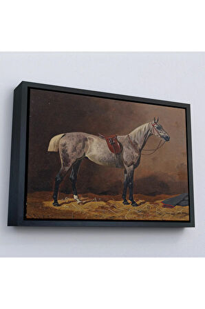 Ahşap Çerçeveli Emil Volkers - Gesatteltes Rennpferd İm Stall Tablo-7076