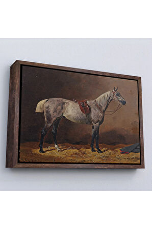 Ahşap Çerçeveli Emil Volkers - Gesatteltes Rennpferd İm Stall Tablo-7076