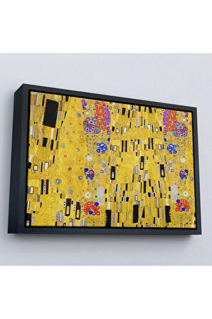 Ahşap Çerçeveli Gustav Klimt - Öpücük Tablo-7085