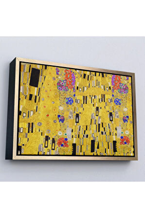 Ahşap Çerçeveli Gustav Klimt - Öpücük Tablo-7085