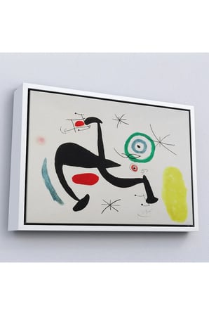 Ahşap Çerçeveli Joan Miro - Tosca Şarkısını Söyleyen Geyik Tablo-7089