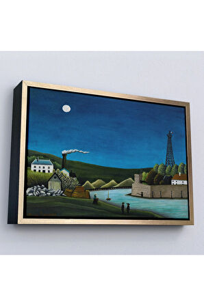 Ahşap Çerçeveli Henri Rousseau -Suresnes'Teki Seine Nehri Tablo - The Seine At Suresnes-7093