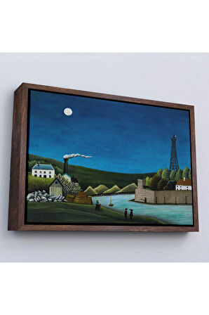 Ahşap Çerçeveli Henri Rousseau -Suresnes'Teki Seine Nehri Tablo - The Seine At Suresnes-7093