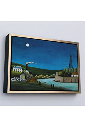 Ahşap Çerçeveli Henri Rousseau -Suresnes'Teki Seine Nehri Tablo - The Seine At Suresnes-7093