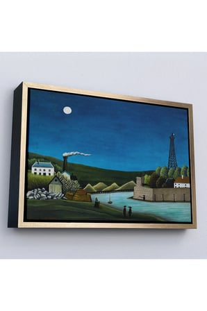 Ahşap Çerçeveli Henri Rousseau -Suresnes'Teki Seine Nehri Tablo - The Seine At Suresnes-7093