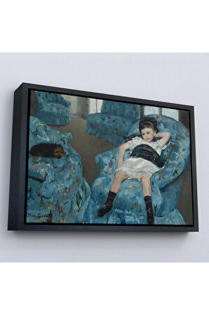 Ahşap Çerçeveli Mary Cassatt - Mavi Koltuktaki Küçük Kız - Little Girl İn A Blue Armchair-7098