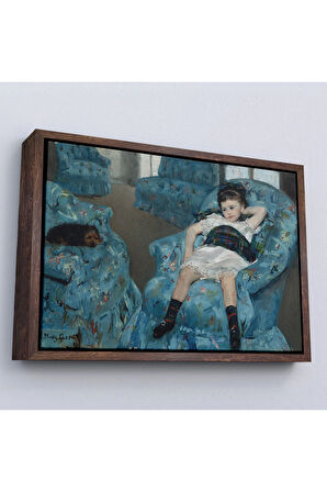 Ahşap Çerçeveli Mary Cassatt - Mavi Koltuktaki Küçük Kız - Little Girl İn A Blue Armchair-7098