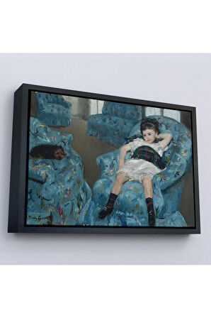 Ahşap Çerçeveli Mary Cassatt - Mavi Koltuktaki Küçük Kız - Little Girl İn A Blue Armchair-7098
