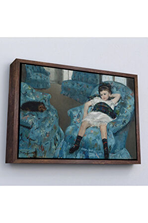 Ahşap Çerçeveli Mary Cassatt - Mavi Koltuktaki Küçük Kız - Little Girl İn A Blue Armchair-7098
