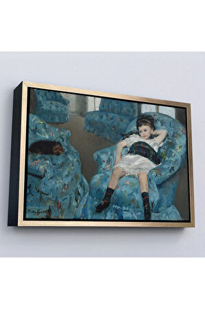 Ahşap Çerçeveli Mary Cassatt - Mavi Koltuktaki Küçük Kız - Little Girl İn A Blue Armchair-7098