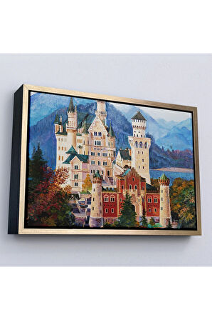 Ahşap Çerçeveli Almanya'Nın Bavyera Kentindeki Ünlü Neuschwanstein Kalesi Tablo-7099